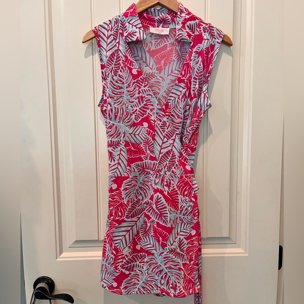Peach Love Wrap Romper Medium Lined Shorts Tropical Resort Vacay Cruise LW Chic